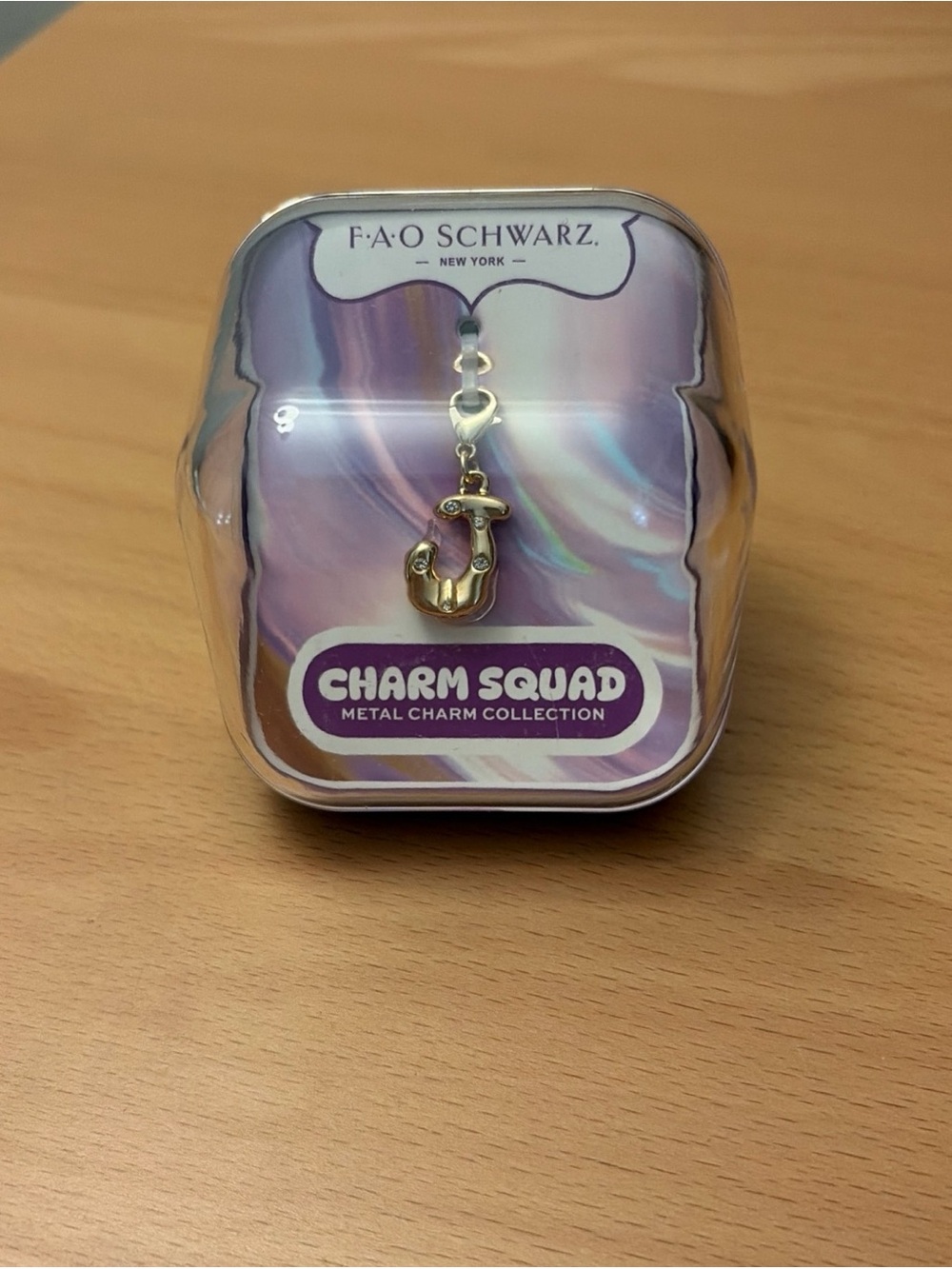 FAO Schwarz Gold letter J Charm - Clip-On Bracelet Charm